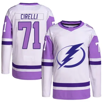 Men's Anthony Cirelli Tampa Bay Lightning Hockey Fights Cancer Primegreen Jersey - White/Purple Authentic