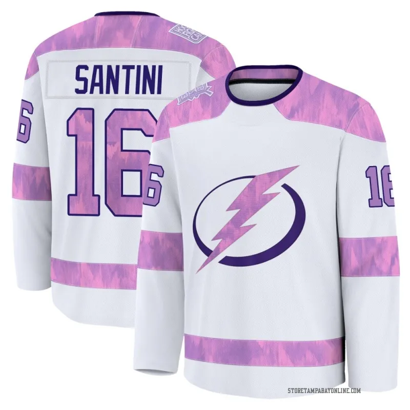 Men's Steven Santini Tampa Bay Lightning 2024 Hockey Fights Cancer Practice Jersey - White Premium