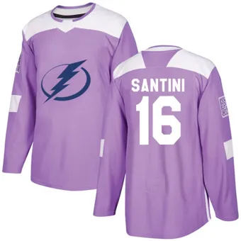 Men's Steven Santini Tampa Bay Lightning Fights Cancer Practice Jersey - Purple Authentic