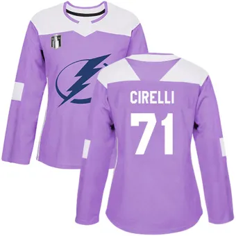 Women's Anthony Cirelli Tampa Bay Lightning Fights Cancer Practice 2022 Stanley Cup Final Jersey - Purple Authentic