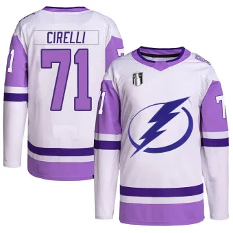 Youth Anthony Cirelli Tampa Bay Lightning Hockey Fights Cancer Primegreen 2022 Stanley Cup Final Jersey - White/Purple Authentic