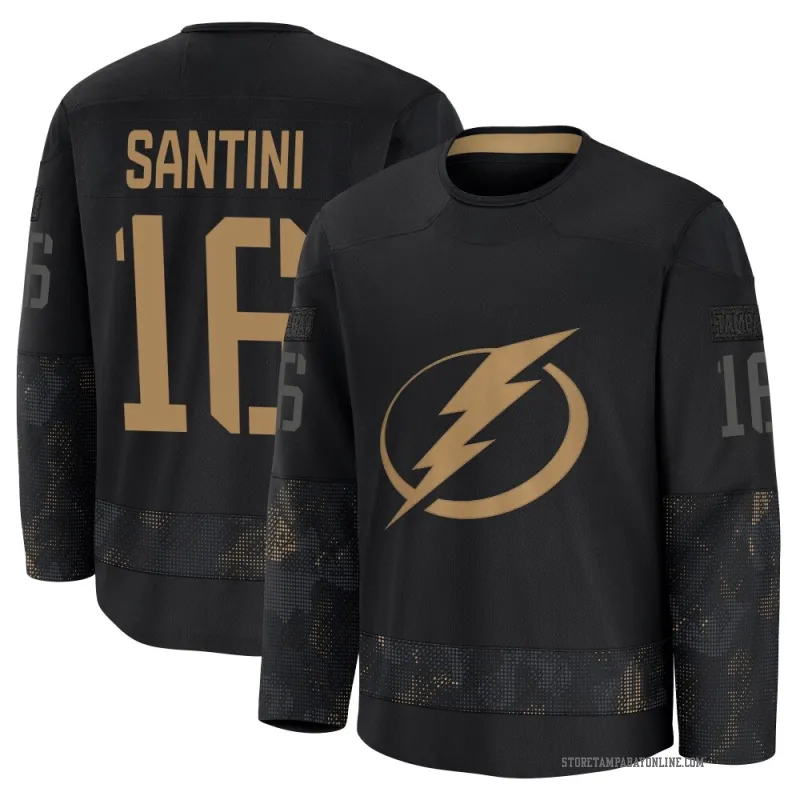 Youth Steven Santini Tampa Bay Lightning 2024 Military Appreciation Practice Jersey - Black Premium
